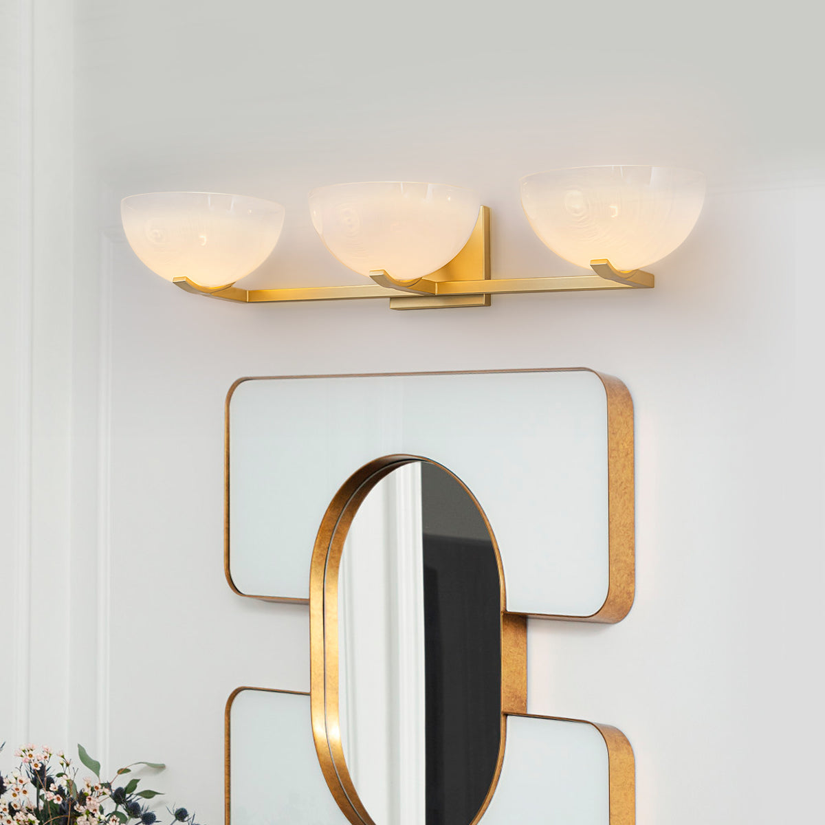 Modern Bowl-Shape Vanity Lights with Gradient White Glass Shades - product image 7 | Zenvolit