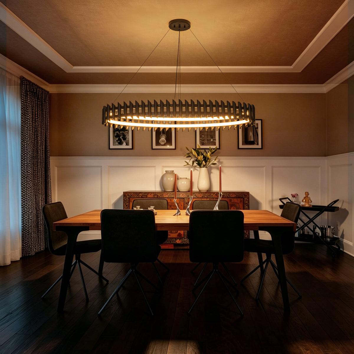 1-Light Modern Matte Black Industrial LED Pendant Light Oval Dimmable - product image 3 | Zenvolit