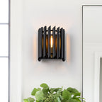 Black Angled Slatted Cylinder Wall Sconce Modern Industrial Light - product image 1 | Zenvolit