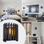 Black Angled Slatted Cylinder Wall Sconce Modern Industrial Light - product image 6 | Zenvolit