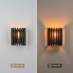 Black Angled Slatted Cylinder Wall Sconce Modern Industrial Light - product image 8 | Zenvolit