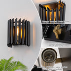 Black Angled Slatted Cylinder Wall Sconce Modern Industrial Light - product image 13 | Zenvolit