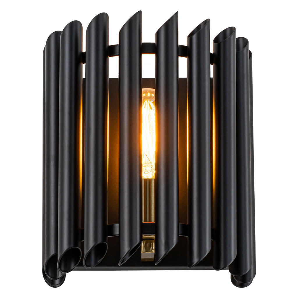 Black Angled Slatted Cylinder Wall Sconce Modern Industrial Light - product image 14 | Zenvolit
