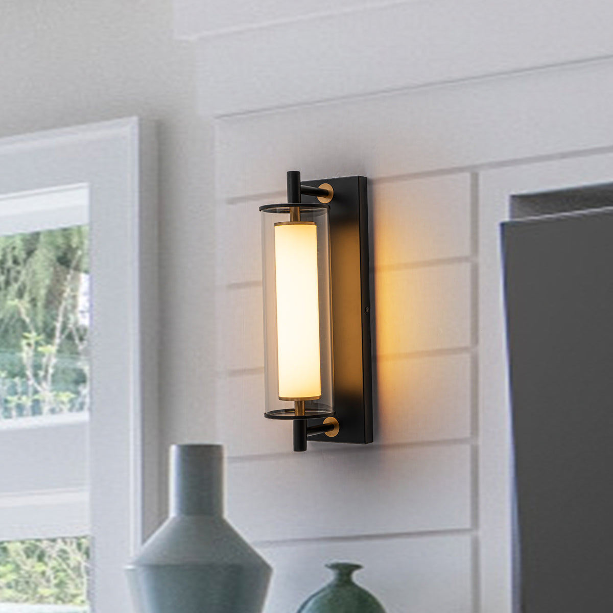 Double-Layer Cylindrical Clear Glass LED Wall Sconce Modern Industrial - product image 1 | Zenvolit