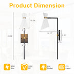 1-Light Black Indoor Wall Sconce with White Cone Metal Shade Modern - product image 6 | Zenvolit