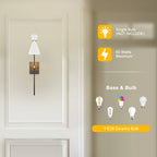 1-Light Black Indoor Wall Sconce with White Cone Metal Shade Modern - product image 9 | Zenvolit