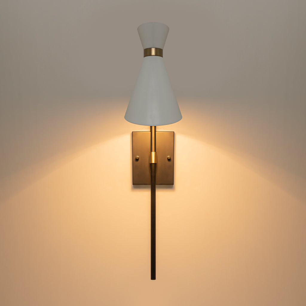 1-Light Black Indoor Wall Sconce with White Cone Metal Shade Modern - product image 11 | Zenvolit