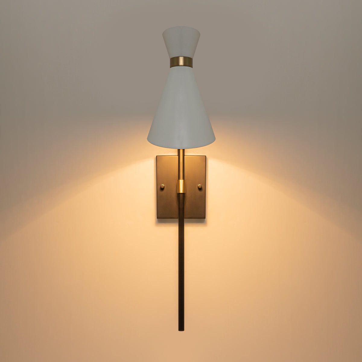 1-Light Black Indoor Wall Sconce with White Cone Metal Shade Modern - product image 11 | Zenvolit