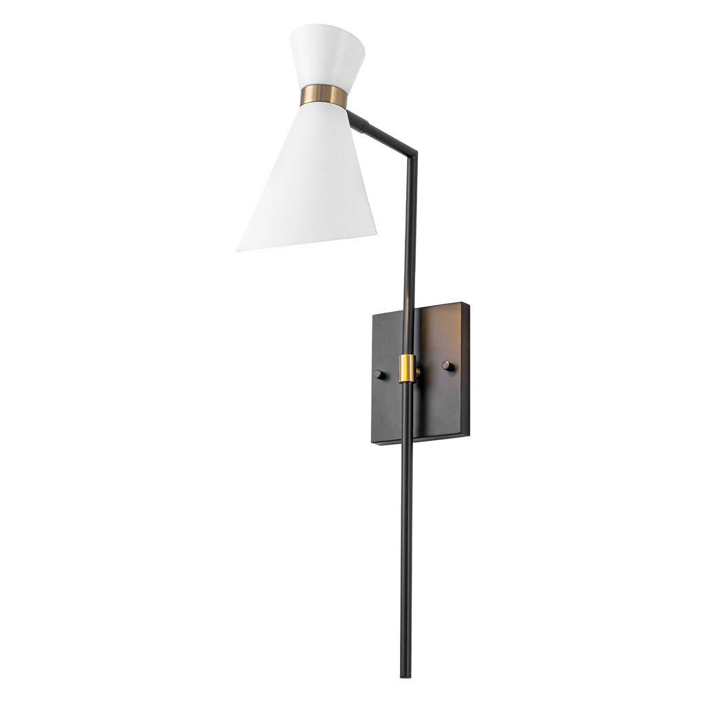 1-Light Black Indoor Wall Sconce with White Cone Metal Shade Modern - product image 13 | Zenvolit