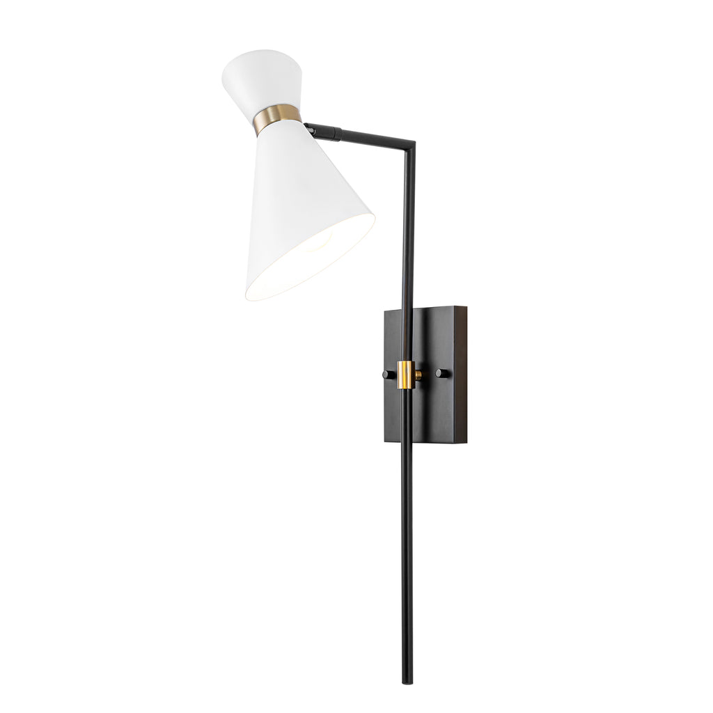 1-Light Black Indoor Wall Sconce with White Cone Metal Shade Modern - product image 14 | Zenvolit