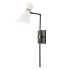 1-Light Black Indoor Wall Sconce with White Cone Metal Shade Modern - product image 15 | Zenvolit