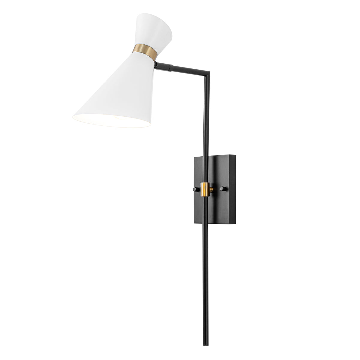 1-Light Black Indoor Wall Sconce with White Cone Metal Shade Modern - product image 15 | Zenvolit