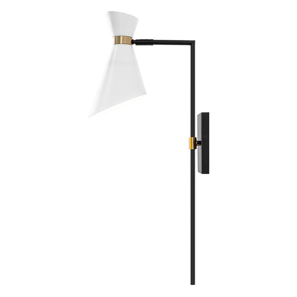 1-Light Black Indoor Wall Sconce with White Cone Metal Shade Modern - product image 16 | Zenvolit