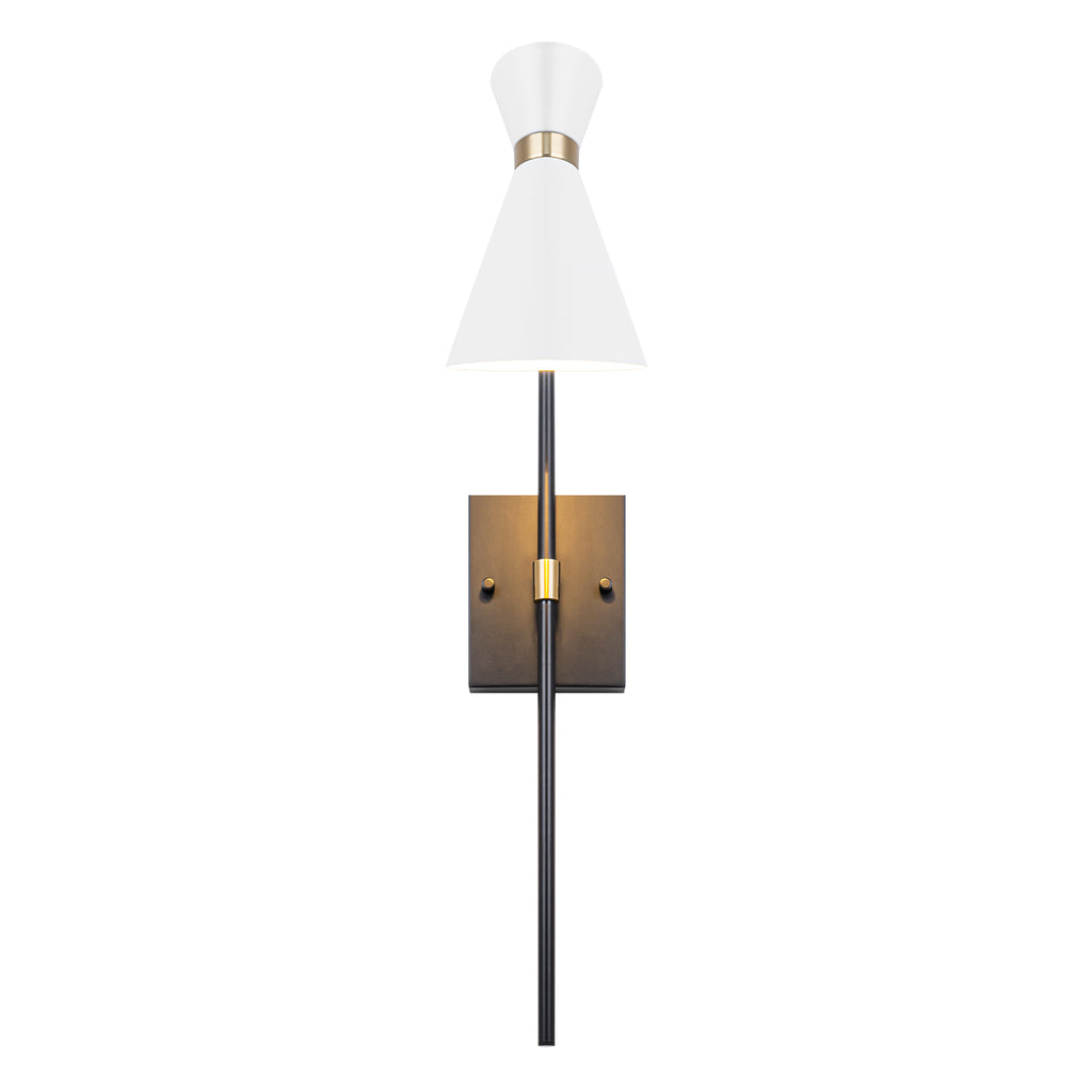 1-Light Black Indoor Wall Sconce with White Cone Metal Shade Modern - product image 17 | Zenvolit