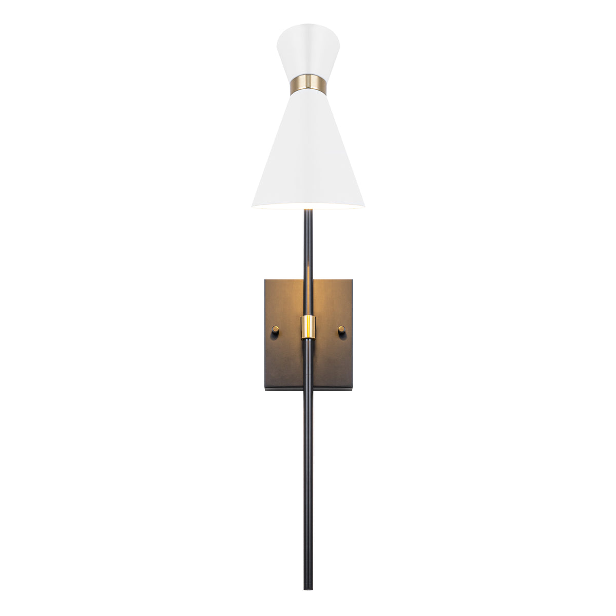 1-Light Black Indoor Wall Sconce with White Cone Metal Shade Modern - product image 17 | Zenvolit