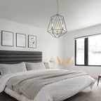 3-Light Industrial Black & Gold Caged Iron Chandelier - Geometric - product image 5 | Zenvolit