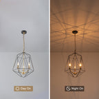 3-Light Industrial Black & Gold Caged Iron Chandelier - Geometric - product image 8 | Zenvolit