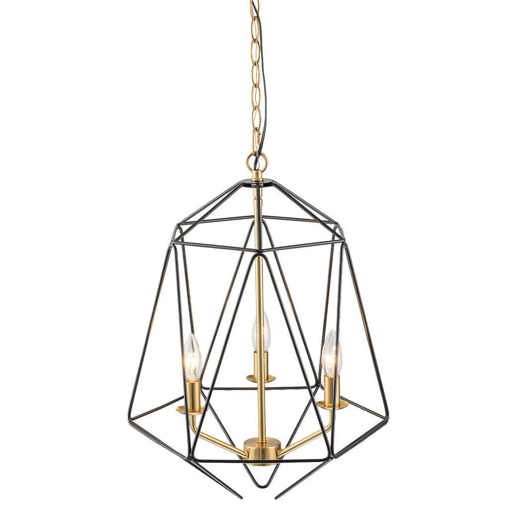 3-Light Industrial Black & Gold Caged Iron Chandelier - Geometric - product image 9 | Zenvolit