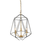 3-Light Industrial Black & Gold Caged Iron Chandelier - Geometric - product image 9 | Zenvolit