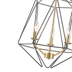 3-Light Industrial Black & Gold Caged Iron Chandelier - Geometric - product image 10 | Zenvolit