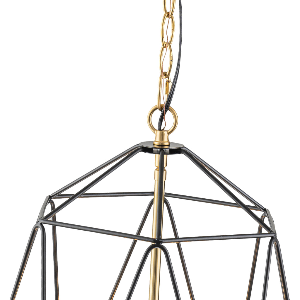 3-Light Industrial Black & Gold Caged Iron Chandelier - Geometric - product image 11 | Zenvolit