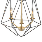 3-Light Industrial Black & Gold Caged Iron Chandelier - Geometric - product image 12 | Zenvolit