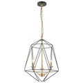 3-Light Industrial Black & Gold Caged Iron Chandelier - Geometric - product image 15 | Zenvolit