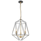 3-Light Industrial Black & Gold Caged Iron Chandelier - Geometric - product image 15 | Zenvolit