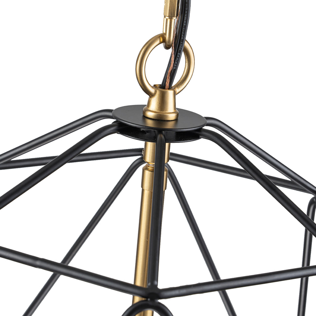 4-Light Industrial Black & Gold Caged Iron Chandelier - Geometric - product image 3 | Zenvolit