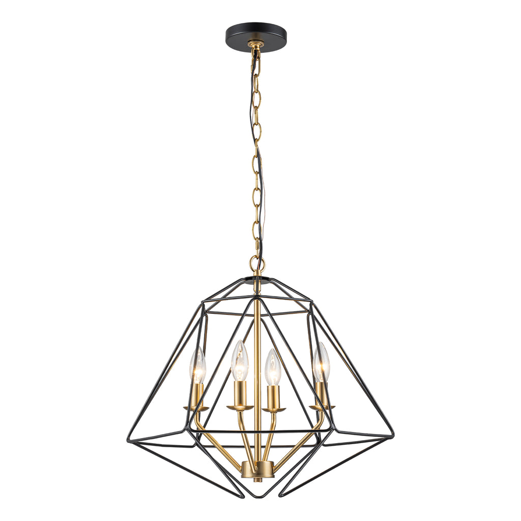 4-Light Industrial Black & Gold Caged Iron Chandelier - Geometric - product image 7 | Zenvolit