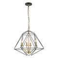 4-Light Industrial Black & Gold Caged Iron Chandelier - Geometric - product image 7 | Zenvolit