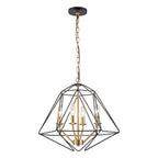 4-Light Industrial Black & Gold Caged Iron Chandelier - Geometric - product image 7 | Zenvolit