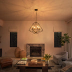 4-Light Industrial Black & Gold Caged Iron Chandelier - Geometric - product image 11 | Zenvolit