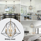 4-Light Industrial Black & Gold Caged Iron Chandelier - Geometric - product image 14 | Zenvolit