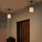 Black Outdoor Pendant Light with White Glass Porch Ceiling Fixture - product image 2 | Zenvolit