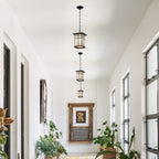 Black Outdoor Pendant Light with White Glass Porch Ceiling Fixture - product image 4 | Zenvolit