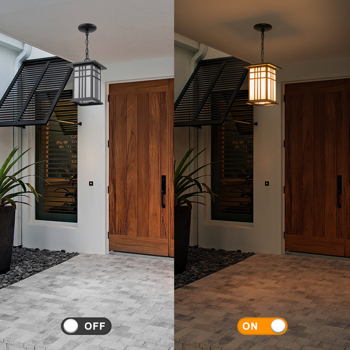 Black Outdoor Pendant Light with White Glass Porch Ceiling Fixture - product image 8 | Zenvolit