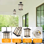 Black Outdoor Pendant Light with White Glass Porch Ceiling Fixture - product image 9 | Zenvolit