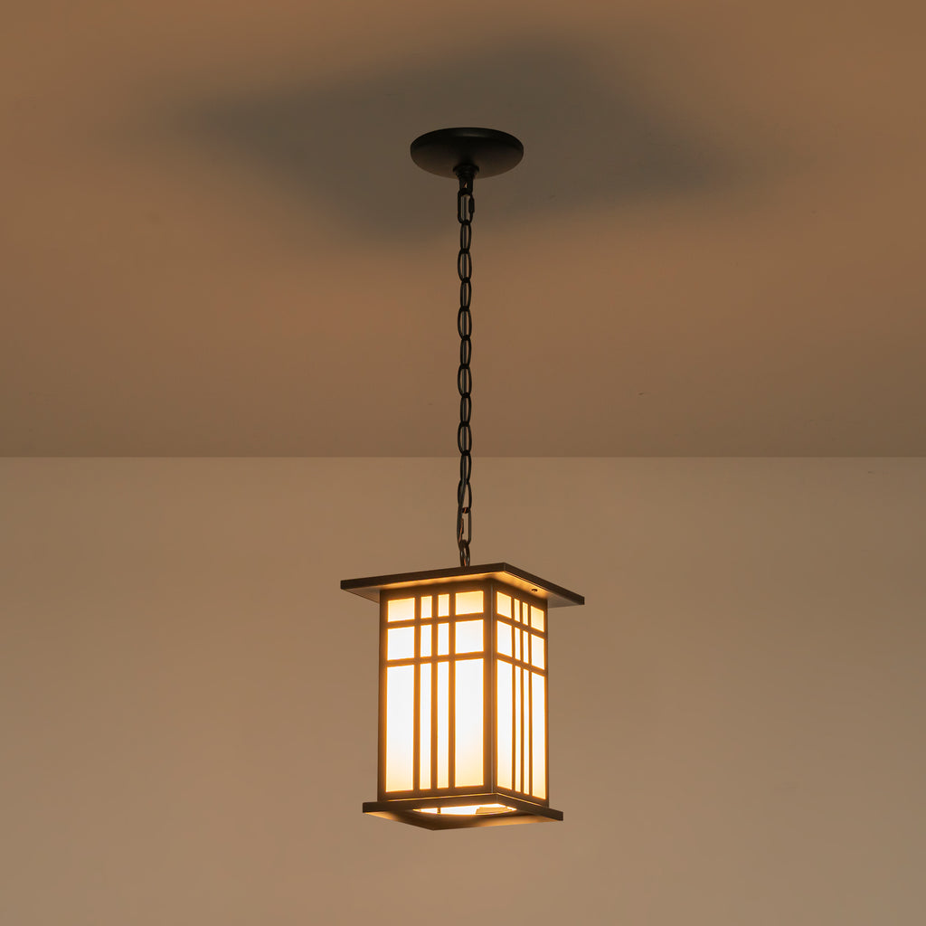 Black Outdoor Pendant Light with White Glass Porch Ceiling Fixture - product image 10 | Zenvolit