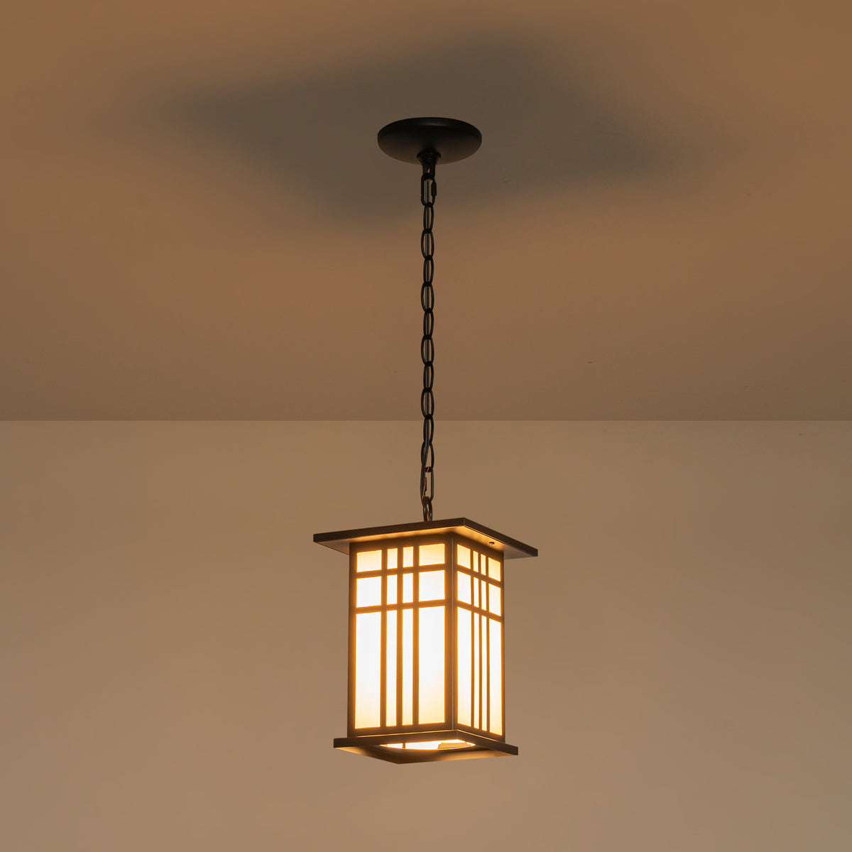 Black Outdoor Pendant Light with White Glass Porch Ceiling Fixture - product image 10 | Zenvolit