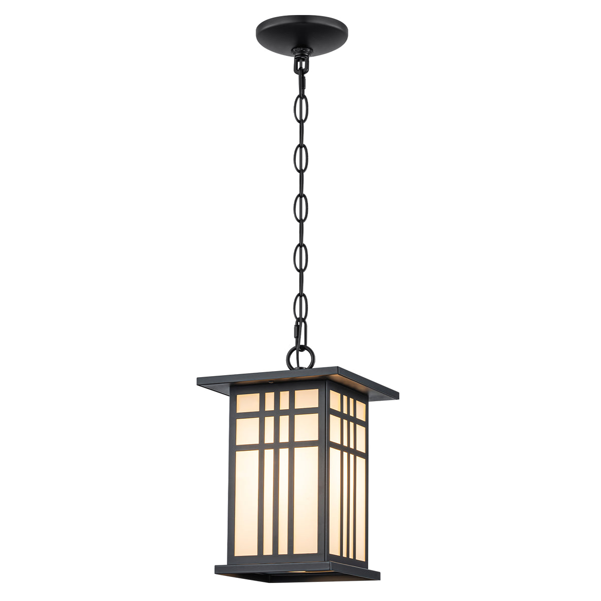 Black Outdoor Pendant Light with White Glass Porch Ceiling Fixture - product image 12 | Zenvolit