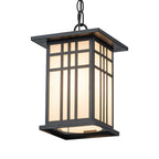 Black Outdoor Pendant Light with White Glass Porch Ceiling Fixture - product image 13 | Zenvolit