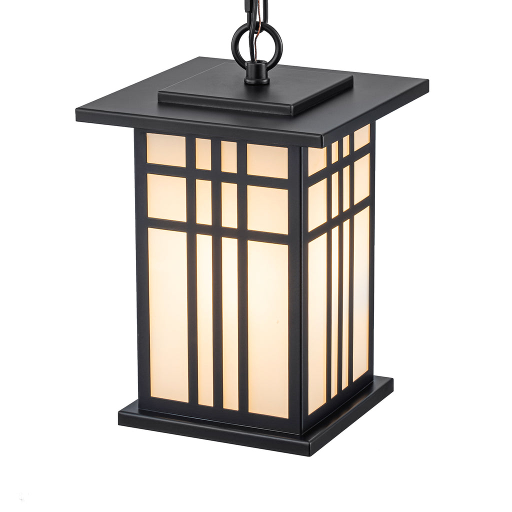 Black Outdoor Pendant Light with White Glass Porch Ceiling Fixture - product image 14 | Zenvolit