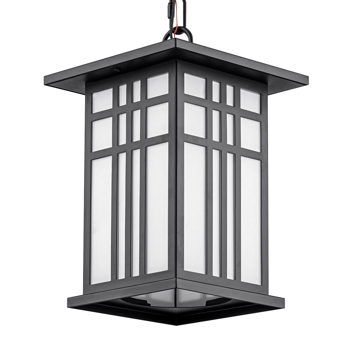 Black Outdoor Pendant Light with White Glass Porch Ceiling Fixture - product image 15 | Zenvolit