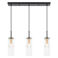 3-Light Black Linear Pendant Light Clear Cylindrical Glass Shades - product image 11 | Zenvolit