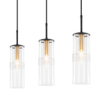 3-Light Black Linear Pendant Light Clear Cylindrical Glass Shades - product image 13 | Zenvolit