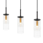 3-Light Black Linear Pendant Light Clear Cylindrical Glass Shades - product image 14 | Zenvolit