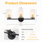 3-Light Industrial Wall Sconce with Clear Cylindrical Glass Shade - product image 6 | Zenvolit