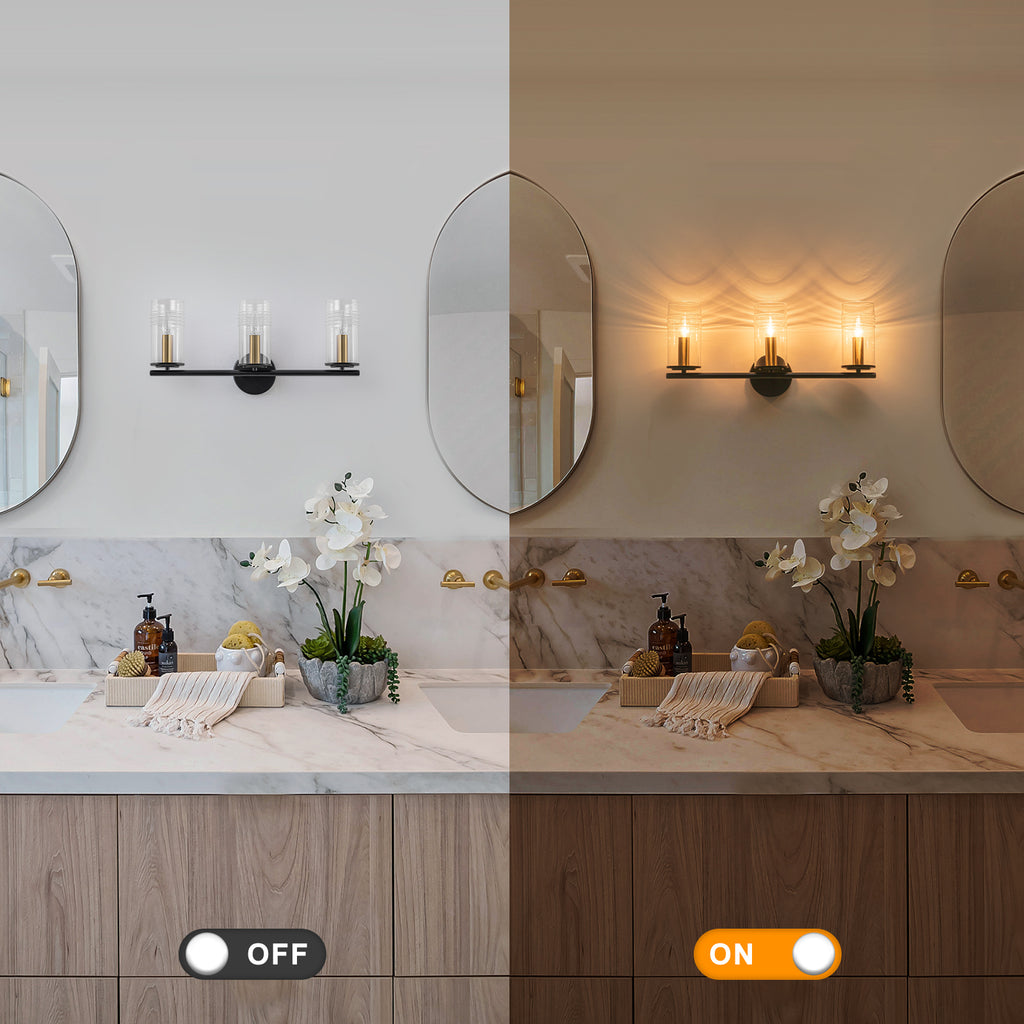 3-Light Industrial Wall Sconce with Clear Cylindrical Glass Shade - product image 7 | Zenvolit