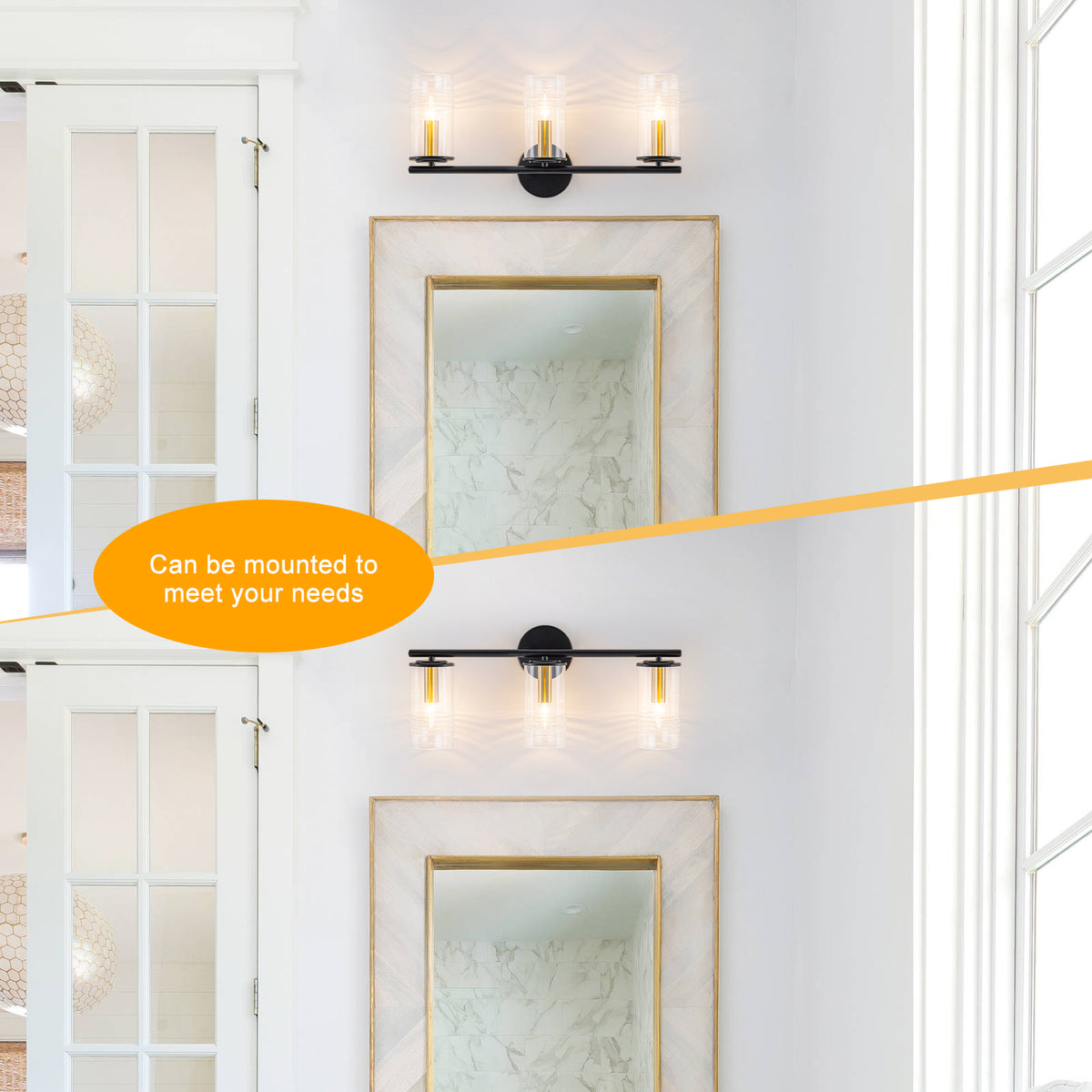 3-Light Industrial Wall Sconce with Clear Cylindrical Glass Shade - product image 9 | Zenvolit